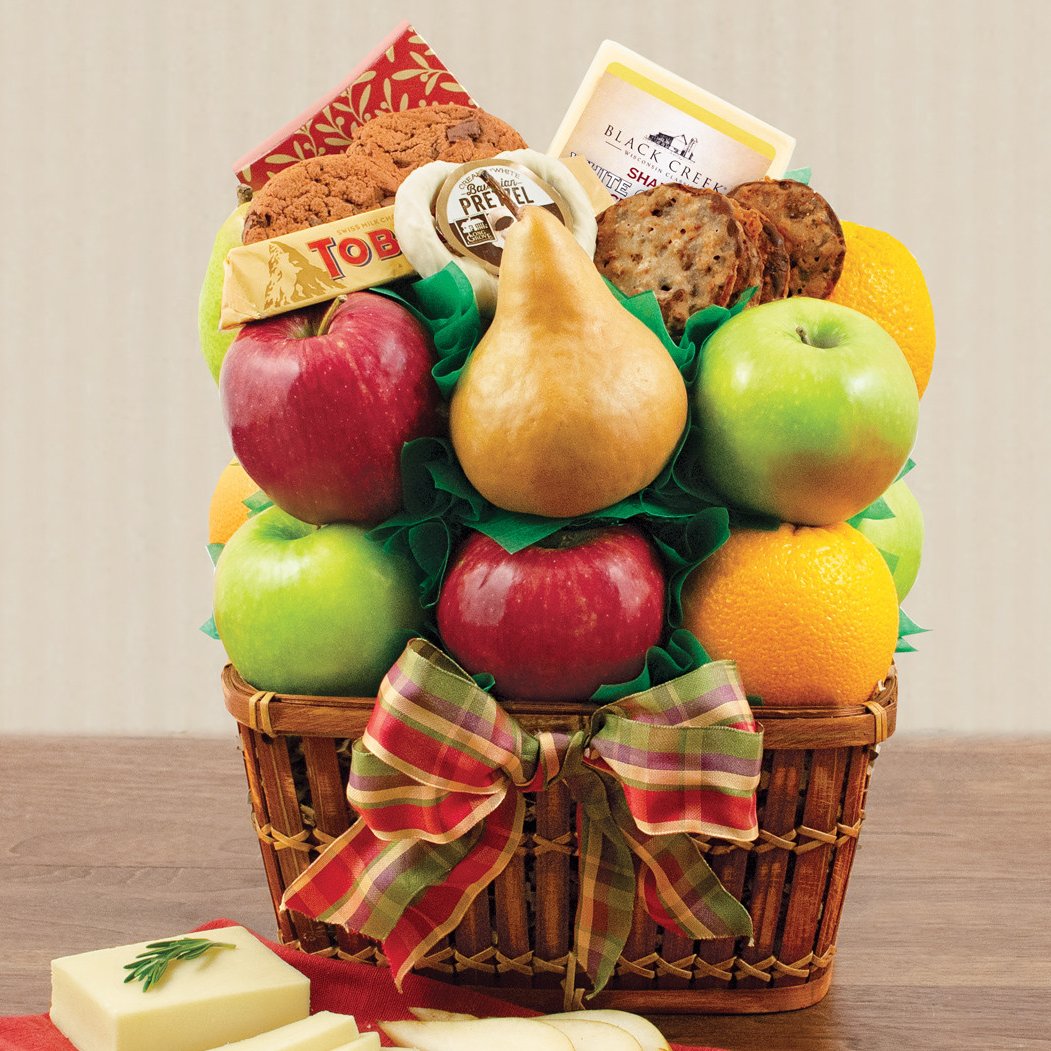 Image 0 of Harvest Bounty: Fruit & Snacks Gift Basket